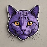 purple cat face iron-on patch image